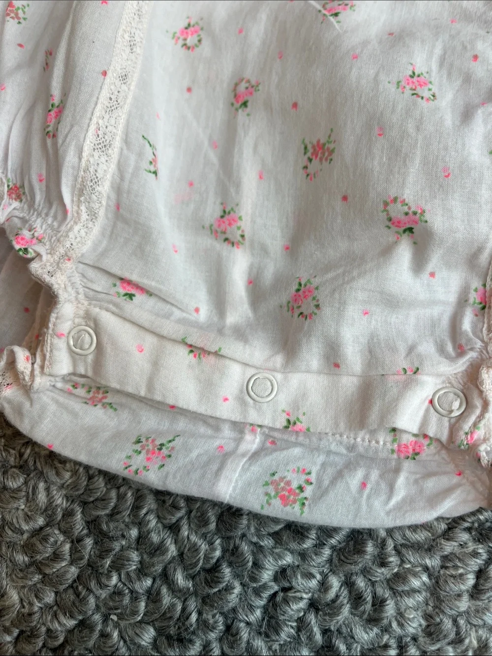 Bonpoint White Bubble Romper with Pink Floral Print NEW